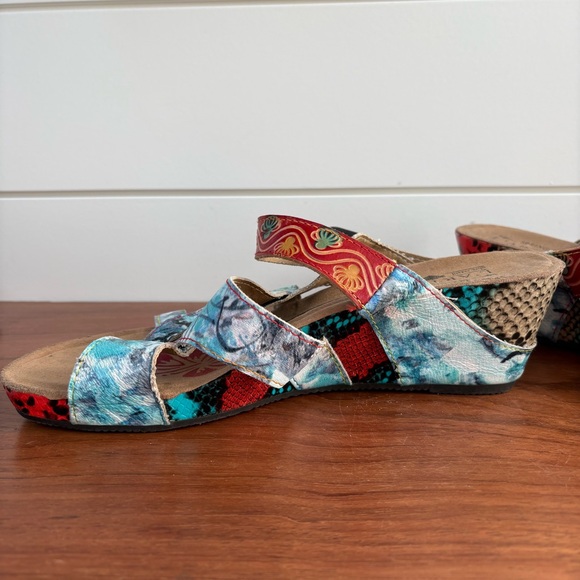 Spring Step Baocire L'artiste Artsy Strappy Wedge Slides Leather Sandals 9 US 40 - Picture 5 of 8